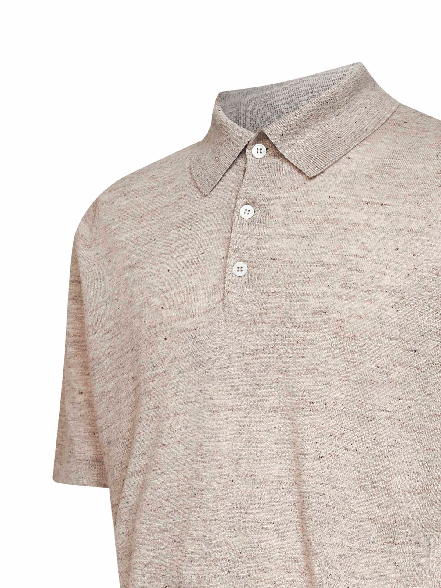 Polo in maglia di lino e cotone sabbia