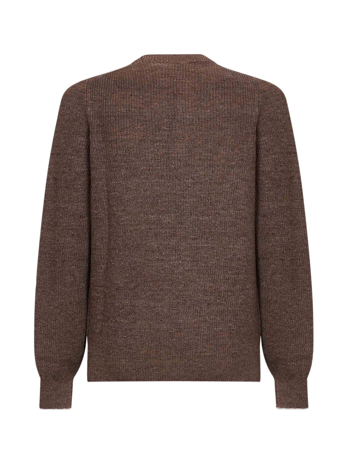 Hazelnut half English rib cotton and linen knit henley sweater