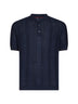 Blue texture ribbed knit henley T-shirt