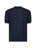Blue texture ribbed knit henley T-shirt