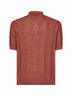 Terracotta wide ribbed linen and cotton knit polo shirt