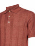 Terracotta wide ribbed linen and cotton knit polo shirt