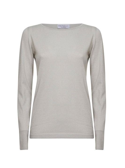 Maglia leggera in cashmere e seta Sparkling perla
