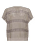 Maglia in rete di cotone sabbia con Dazzling Stripes