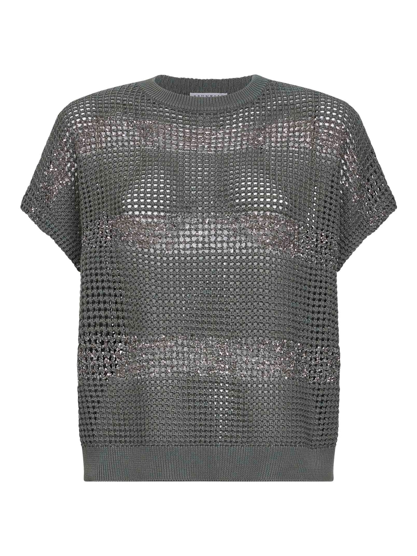 Maglia in rete di cotone kaki con Dazzling Stripes