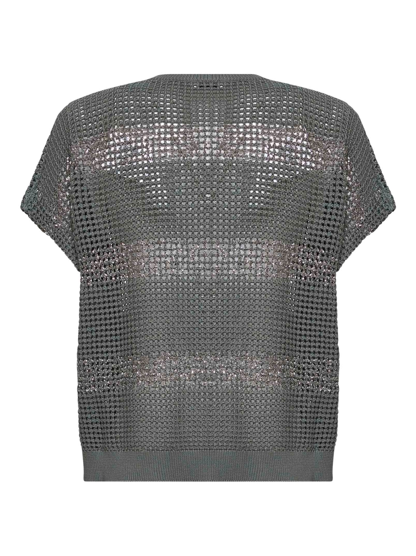 Maglia in rete di cotone kaki con Dazzling Stripes