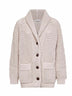 Beige cotton feather blend knit net cardigan