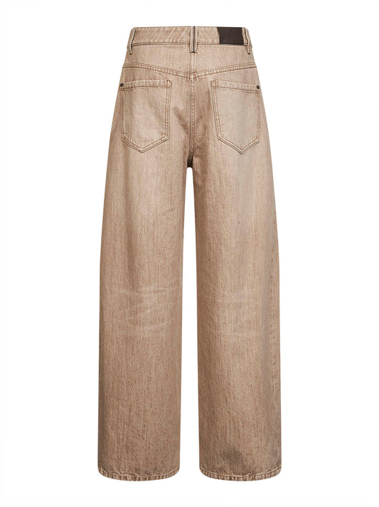Beige Authentic denim Wide jeans with monili