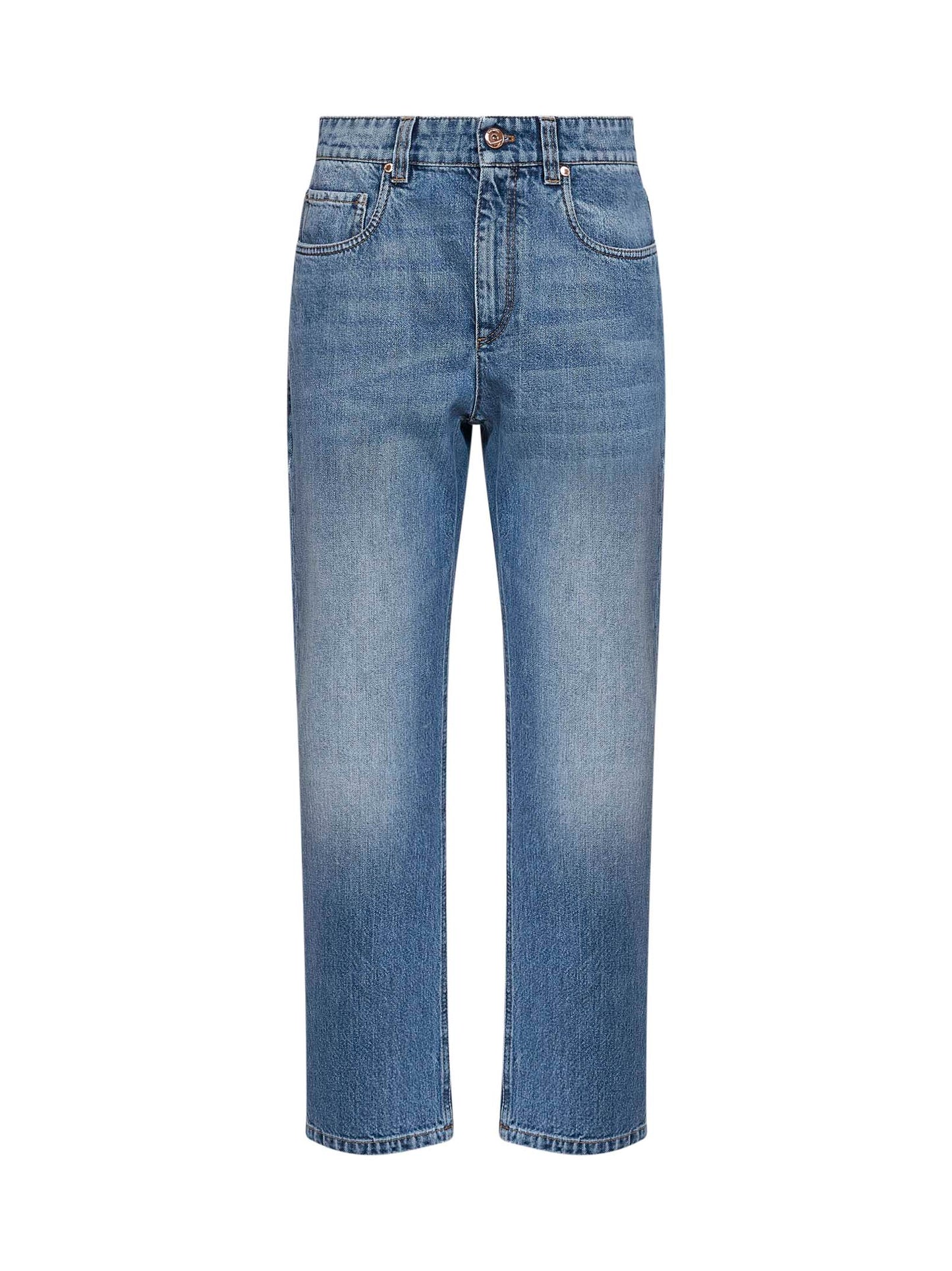 Jeans Retro in denim Authentic blu con monile