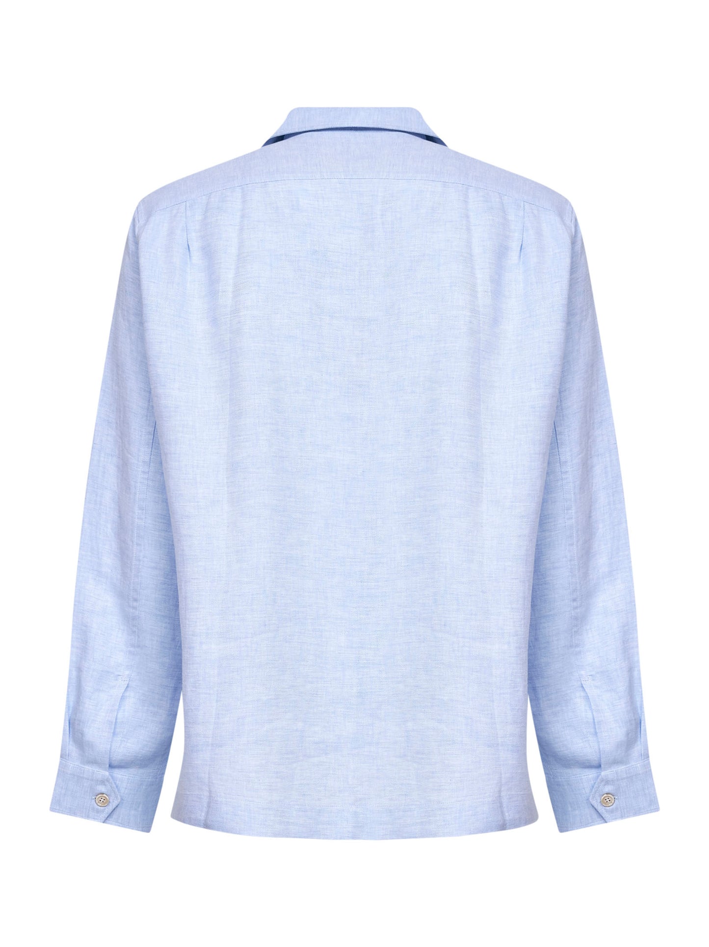 Camicia easy fit in diagonale di misto canapa celeste