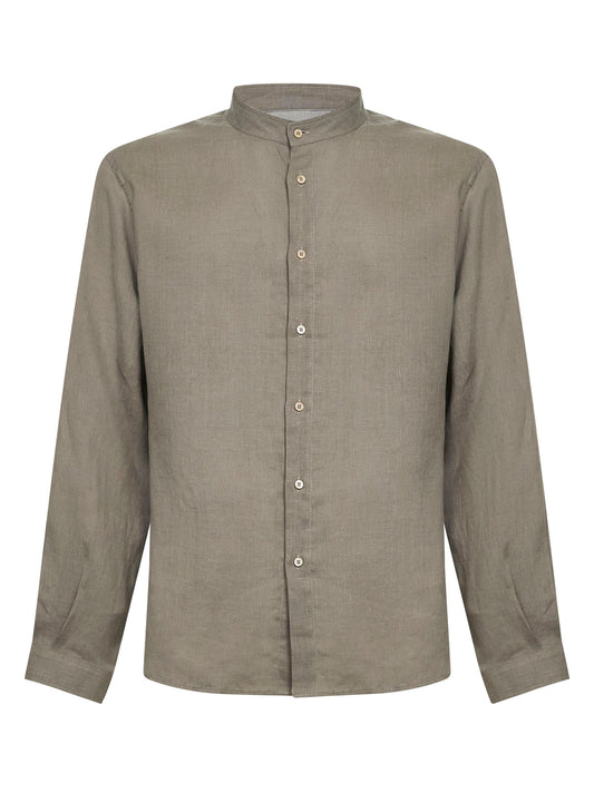 Khaki linen easy fit shirt