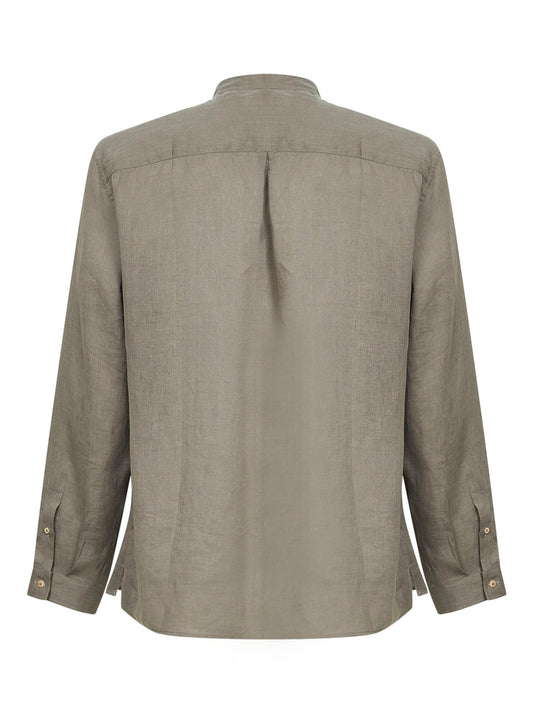 Khaki linen easy fit shirt