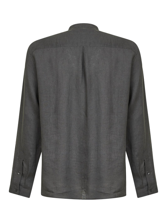 Camicia easy fit in lino antracite