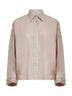 Camicia in lino beige con Dazzling Cascade Cuffs