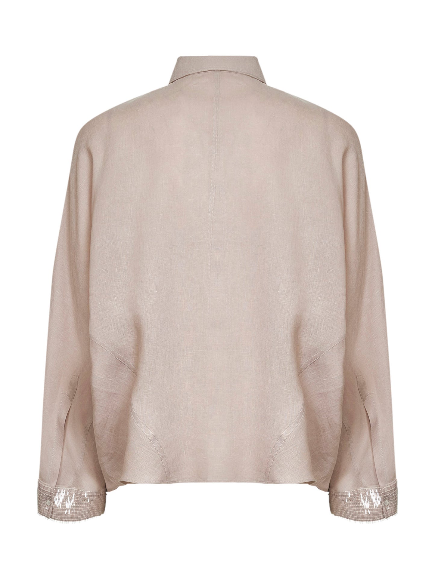 Camicia in lino beige con Dazzling Cascade Cuffs