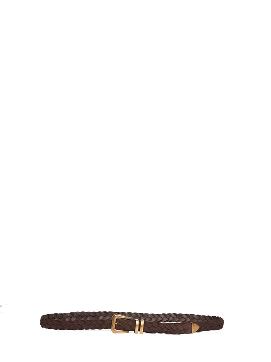 Cintura in vitello rovesciato intrecciato testa di moro