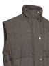 Piumino senza maniche in twill effetto denim olivo con monile