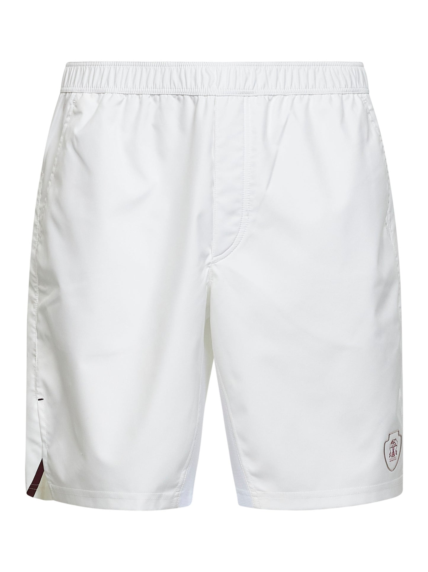 Bermuda in nylon bianco con logo