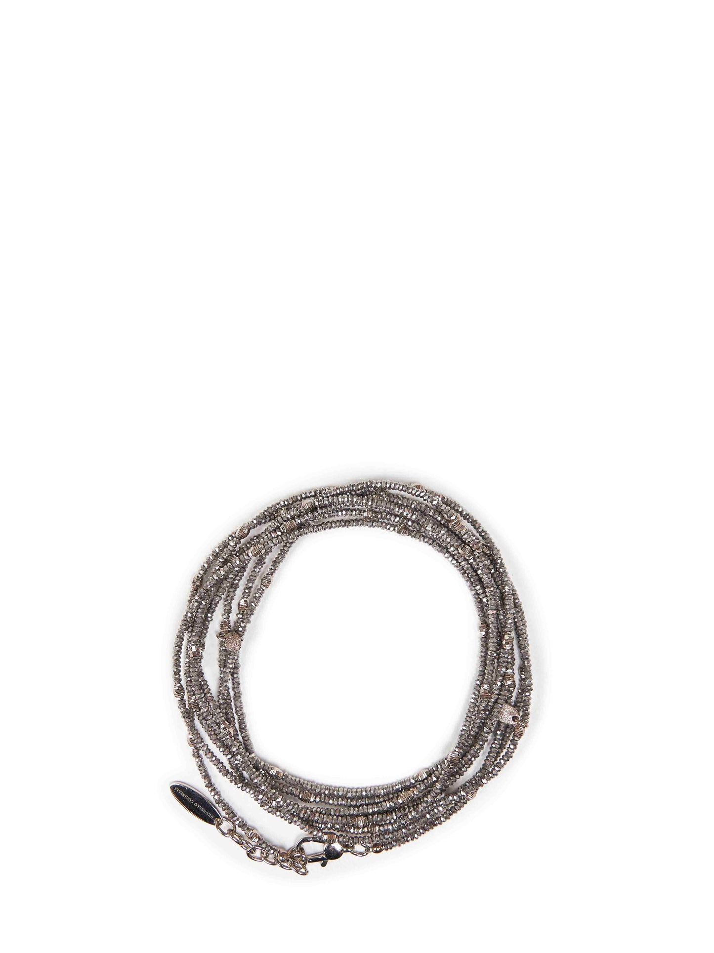 Bracciale Wrap in ematite e Argento sterling 925 grigio