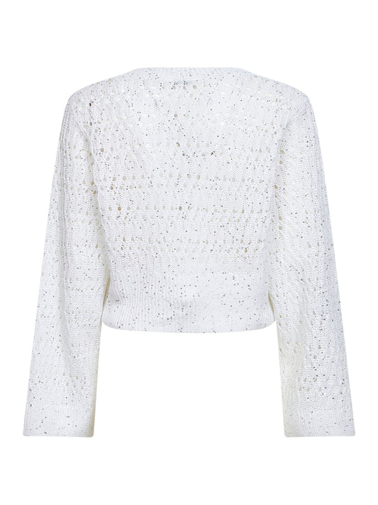 White linen Dazzling Braids sweater