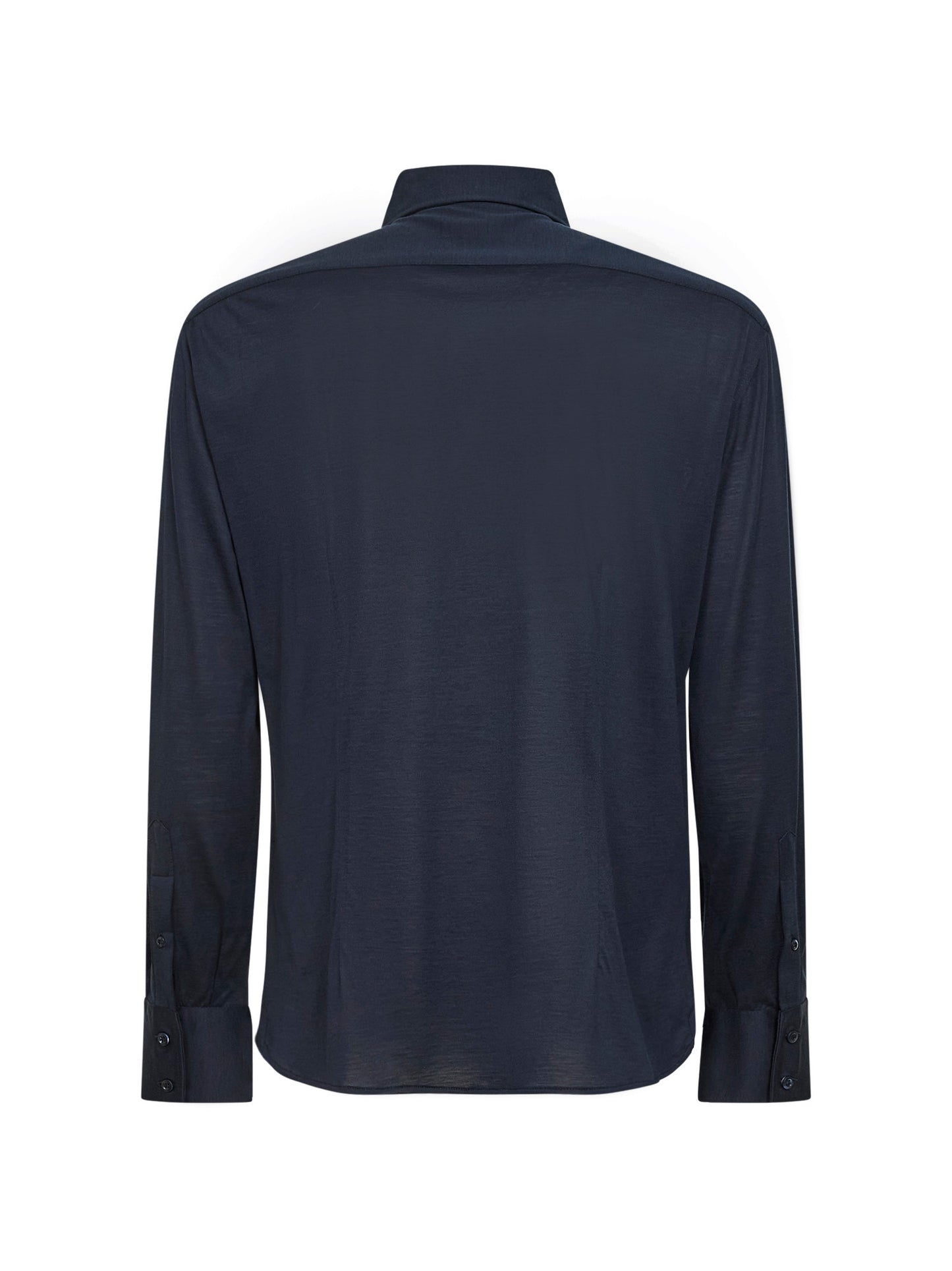 Navy blue silk and cotton jersey shirt