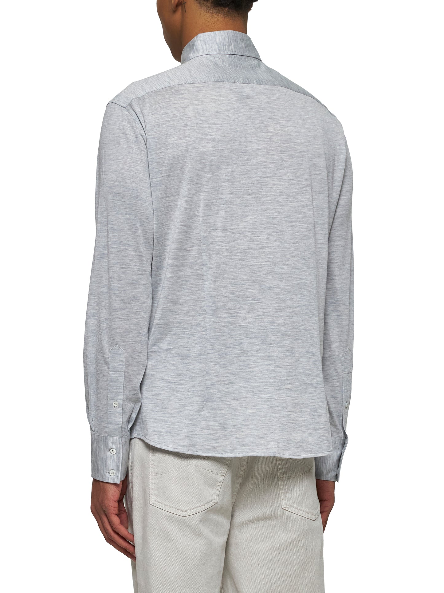 Camicia in jersey leggero di seta e cotone con colletto francese