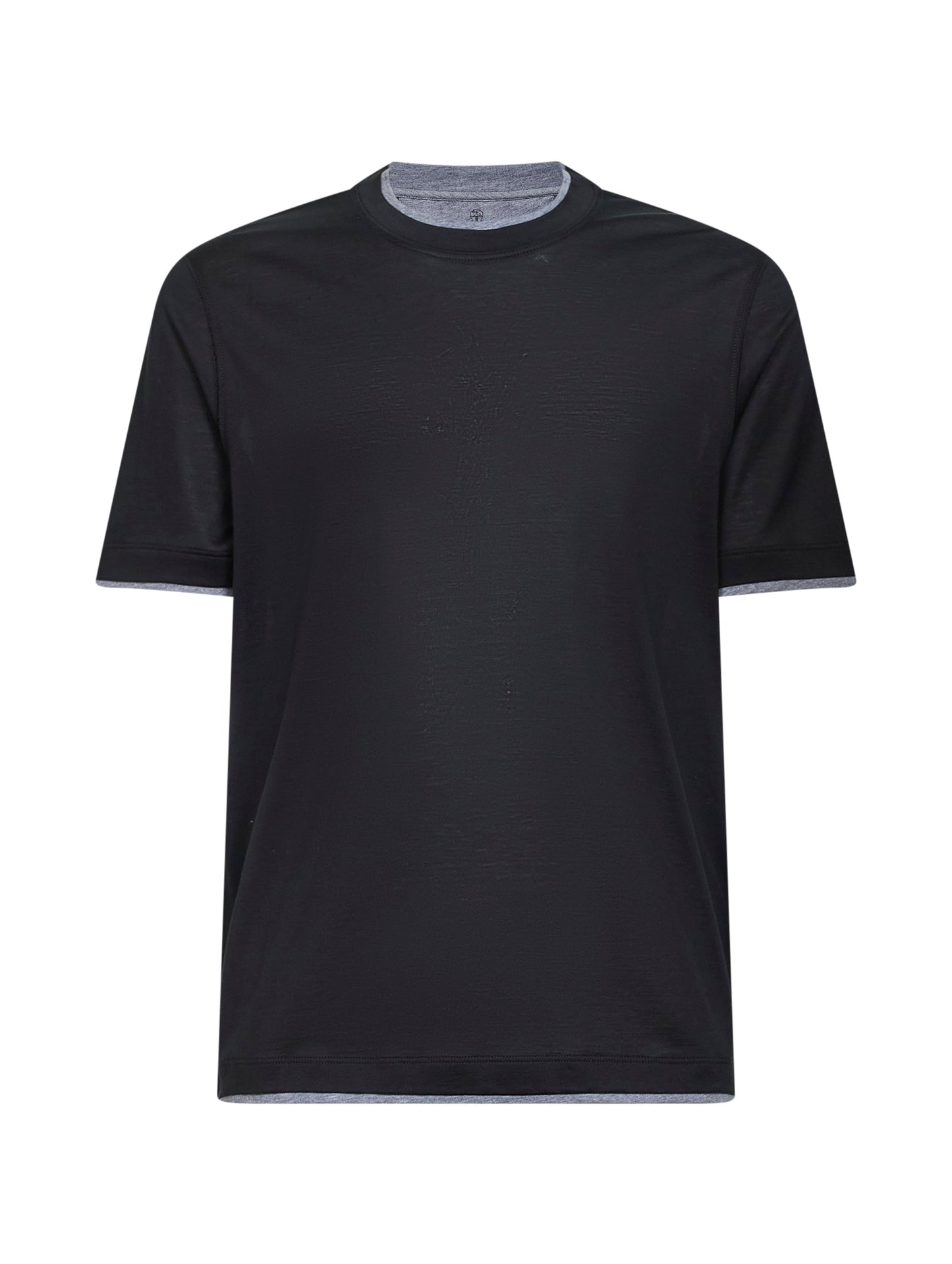 T-shirt in jersey nero con Faux Layering