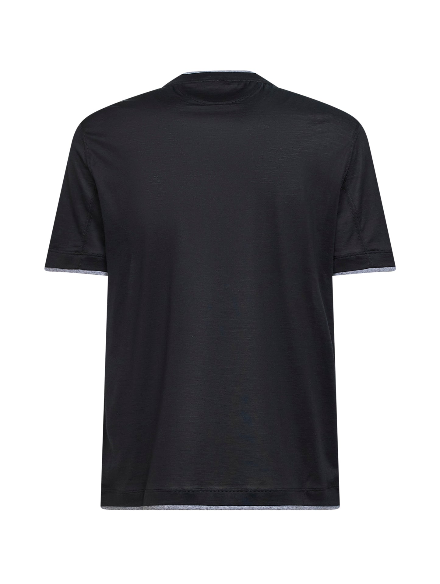 T-shirt in jersey nero con Faux Layering