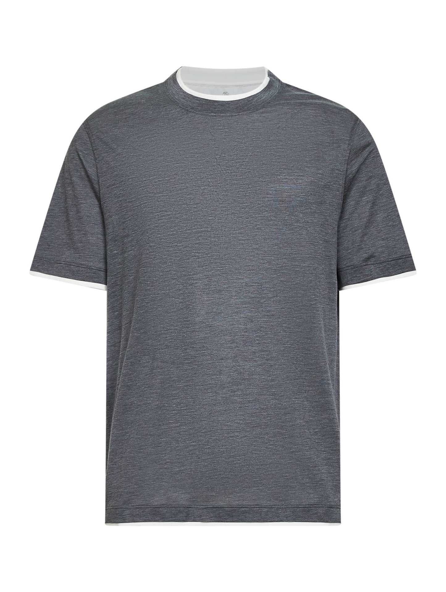 T-shirt in jersey grigio scuro con Faux Layering