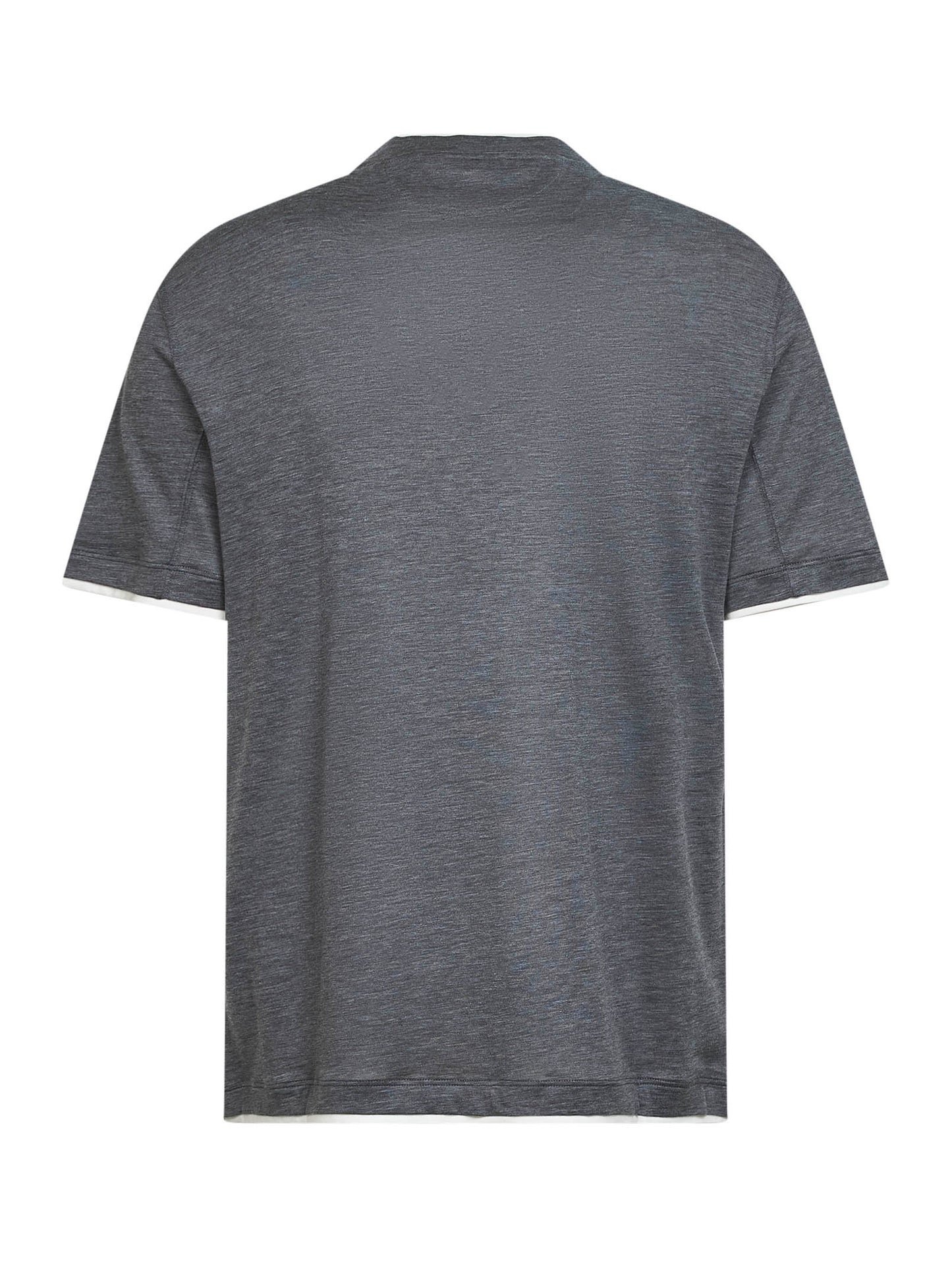 T-shirt in jersey grigio scuro con Faux Layering