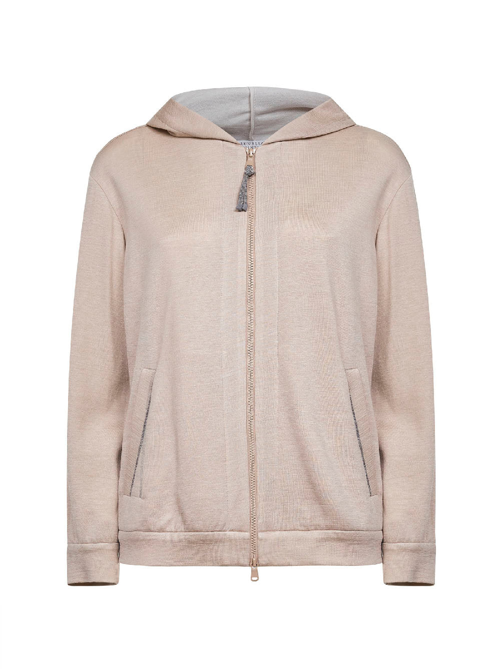 Beige Precious Zipper Pull zip-up hoodie