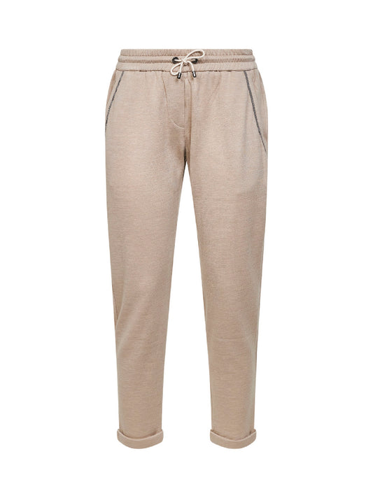 Pantaloni beige con Shiny Pocket Detail