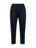 Blue cotton and silk interlock trousers with monili