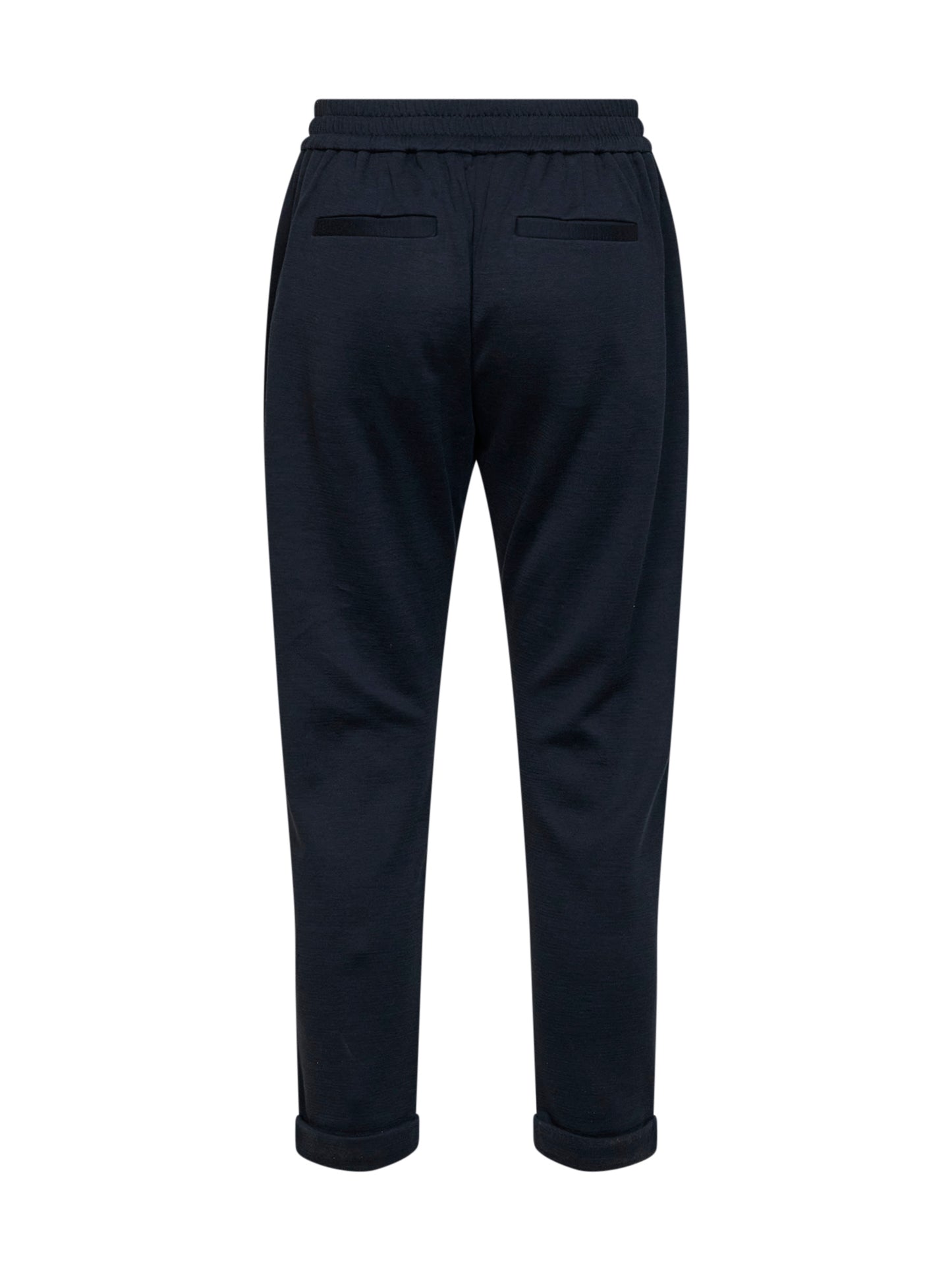 Blue cotton and silk interlock trousers with monili