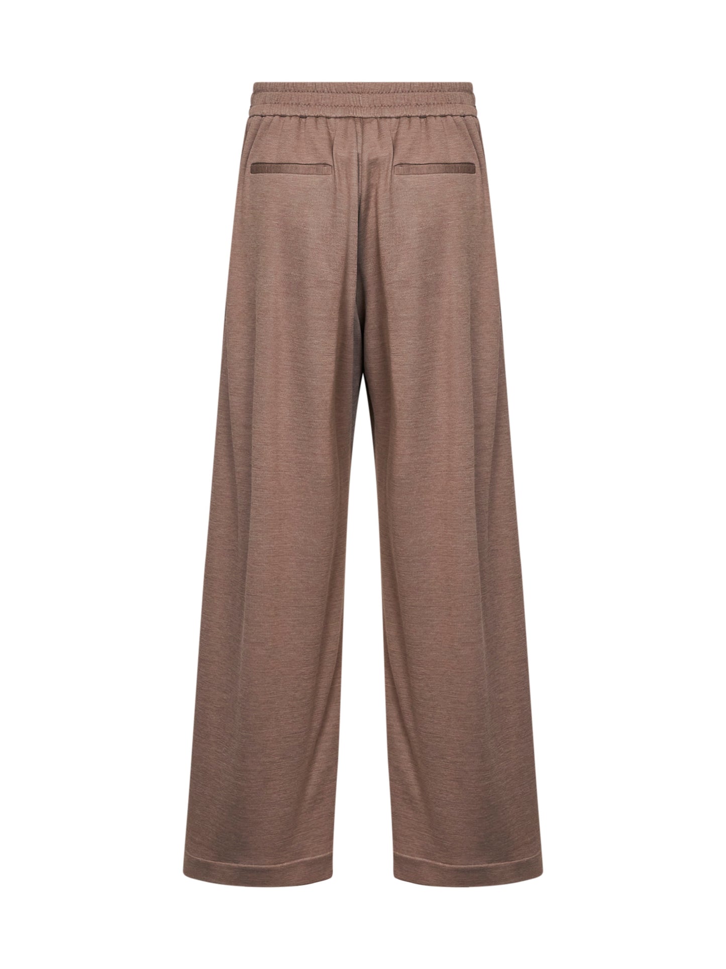 Pantaloni in interlock di cotone e seta marrone con monile