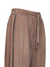Pantaloni in interlock di cotone e seta marrone con monile