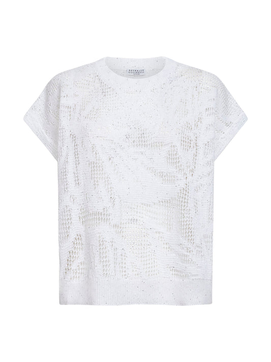 White knit Dazzling Water Lillies T-shirt