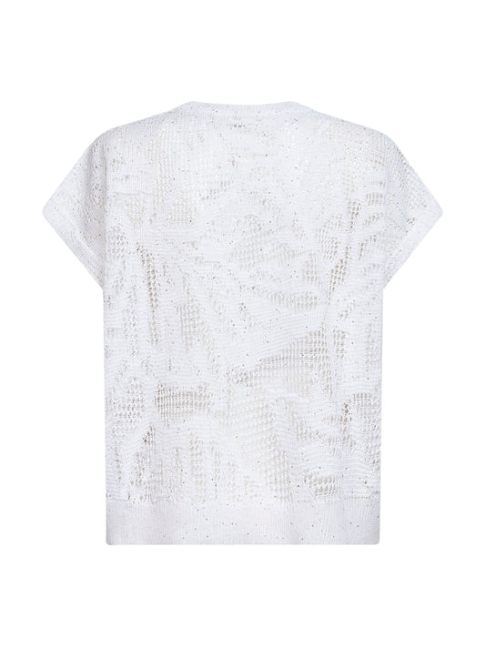 White knit Dazzling Water Lillies T-shirt