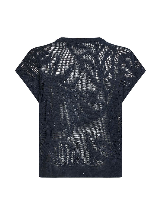 Blue knit Dazzling Water Lillies T-shirt