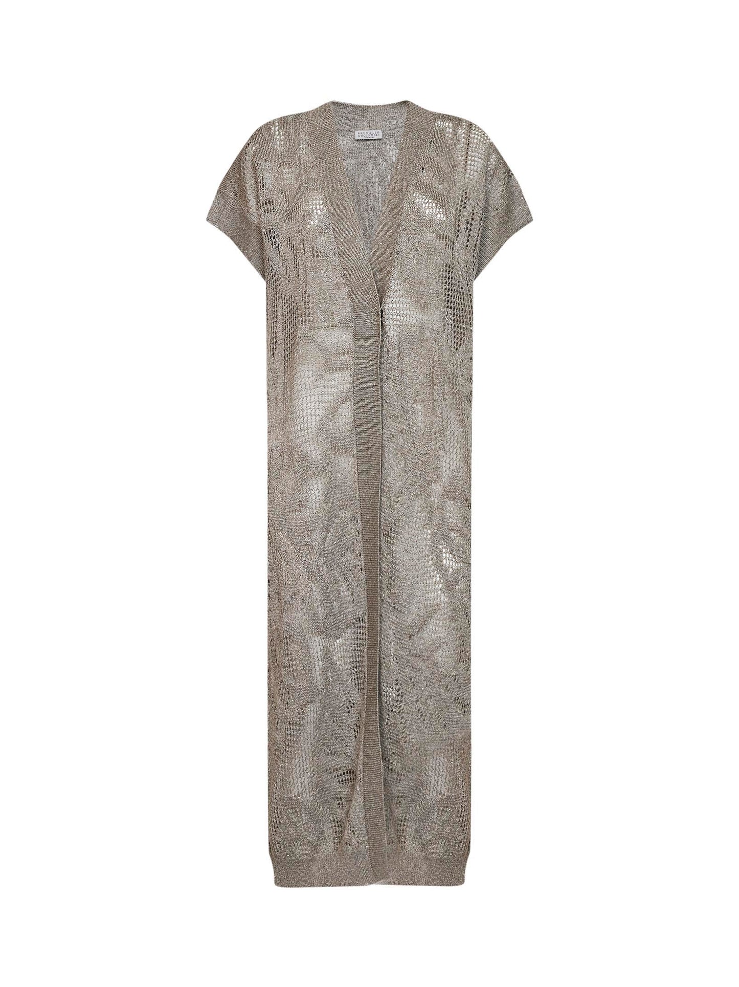 Mud linen and cotton Dazzling Water Lillies long cardigan