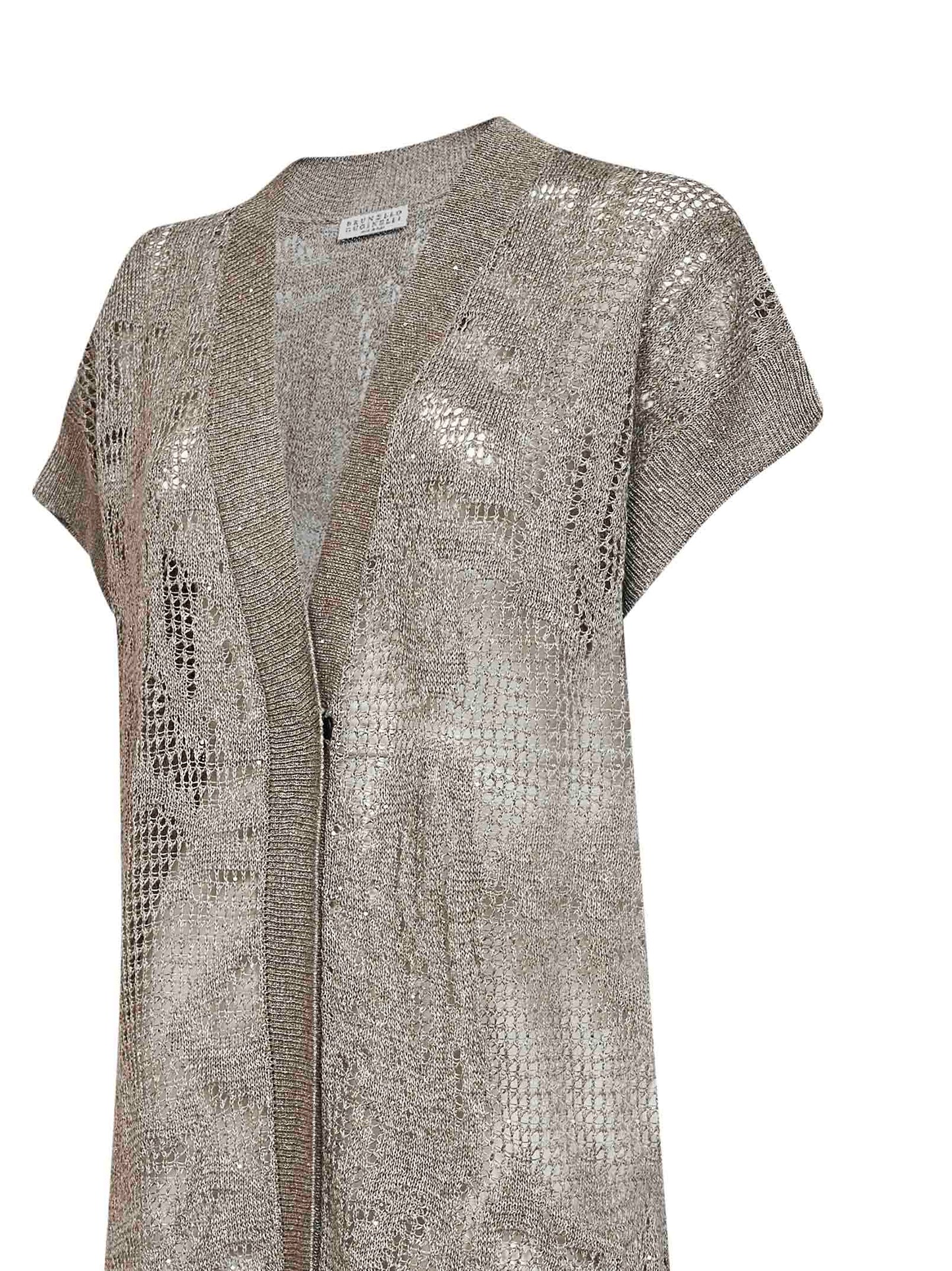 Mud linen and cotton Dazzling Water Lillies long cardigan