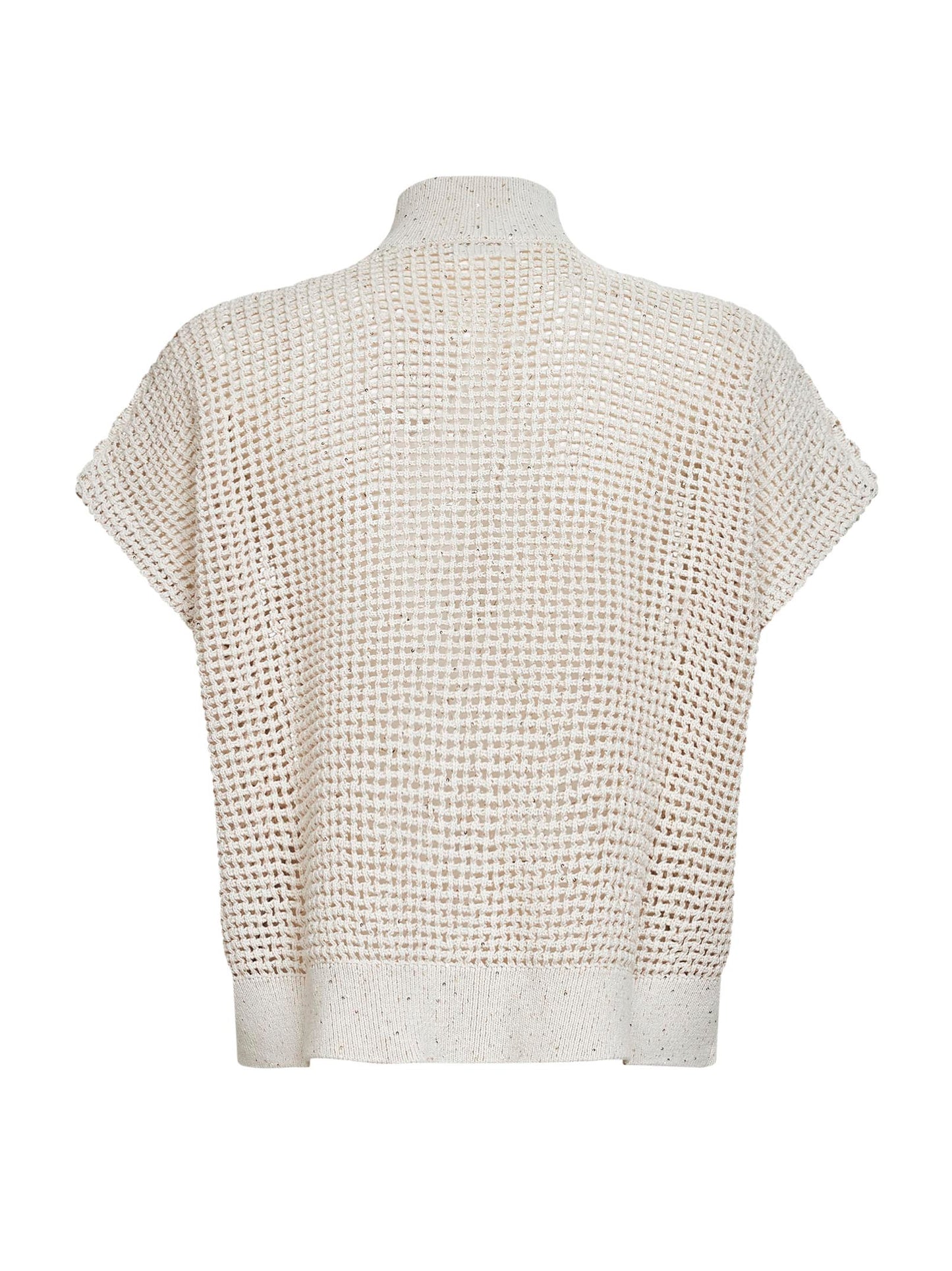 Cardigan in maglia a rete beige con Dazzling Details