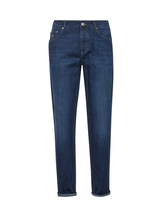 Jeans dritti in denim di cotone