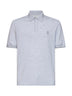 Grey cotton pique logo polo shirt