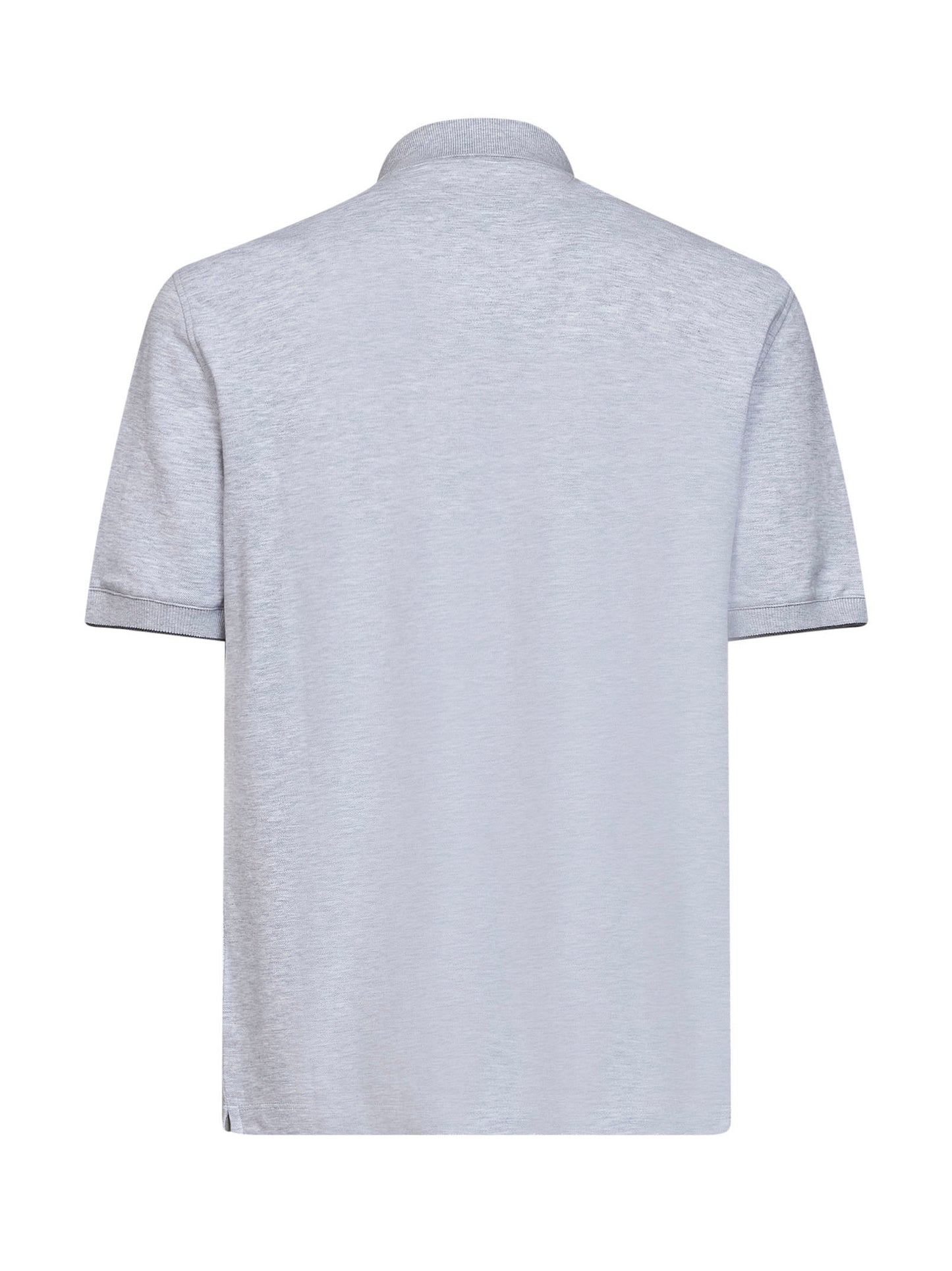Grey cotton pique logo polo shirt