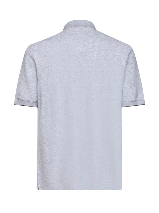 Polo in piquet di cotone grigio con logo