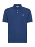 Avio blue cotton pique logo polo shirt