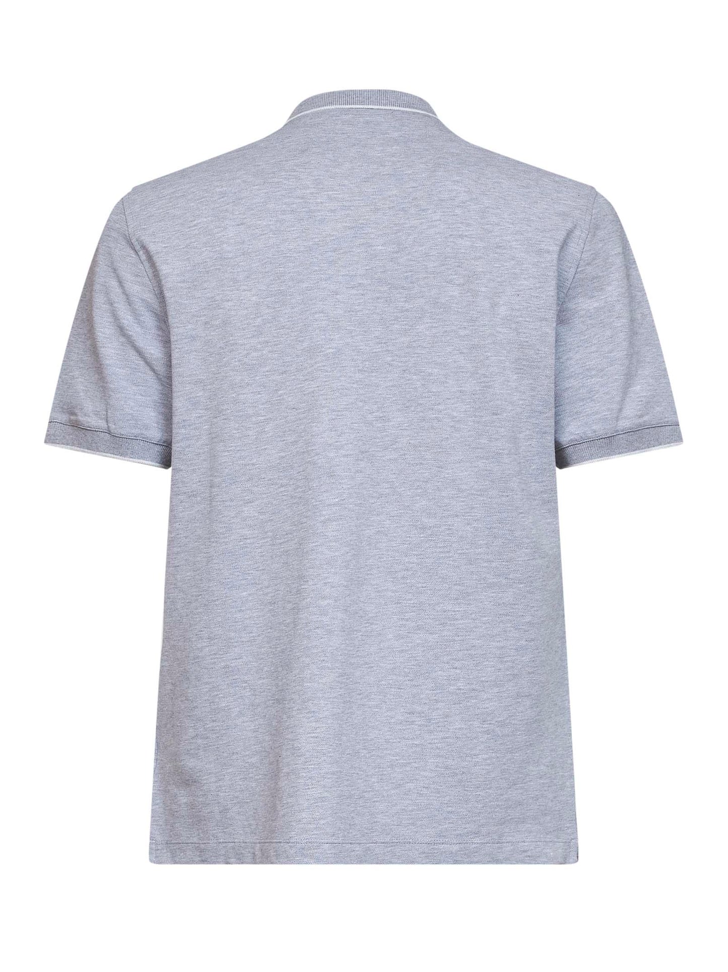 Polo in piquet di cotone grigio con logo