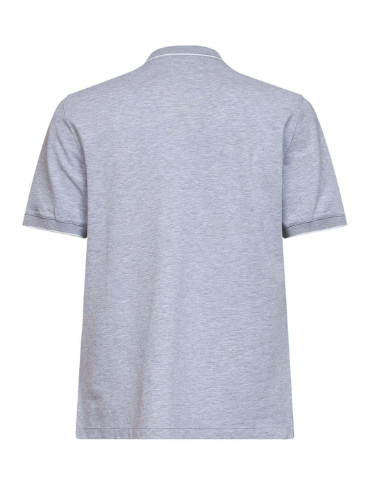 Grey cotton piquet logo polo shirt