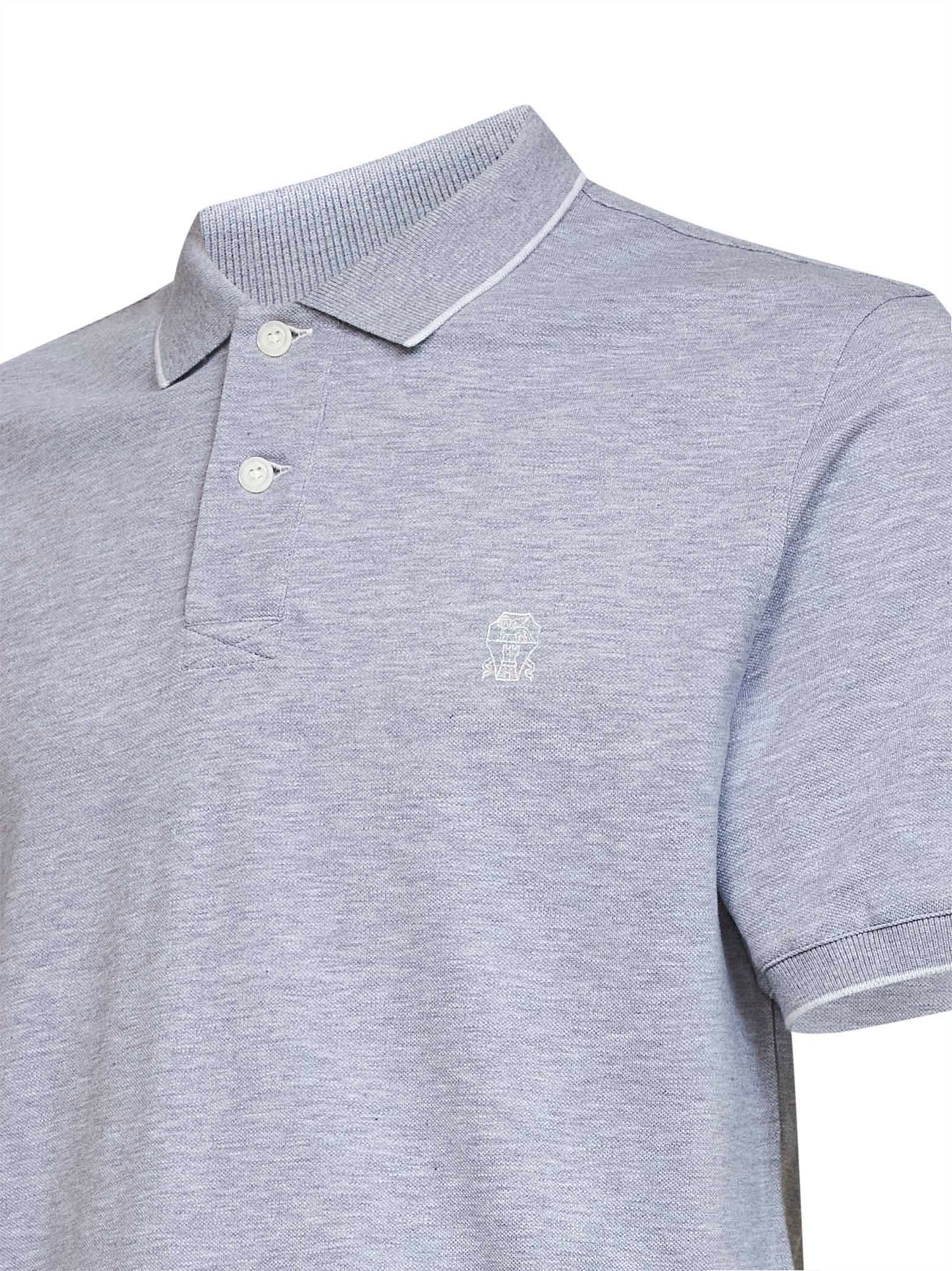 Polo in piquet di cotone grigio con logo